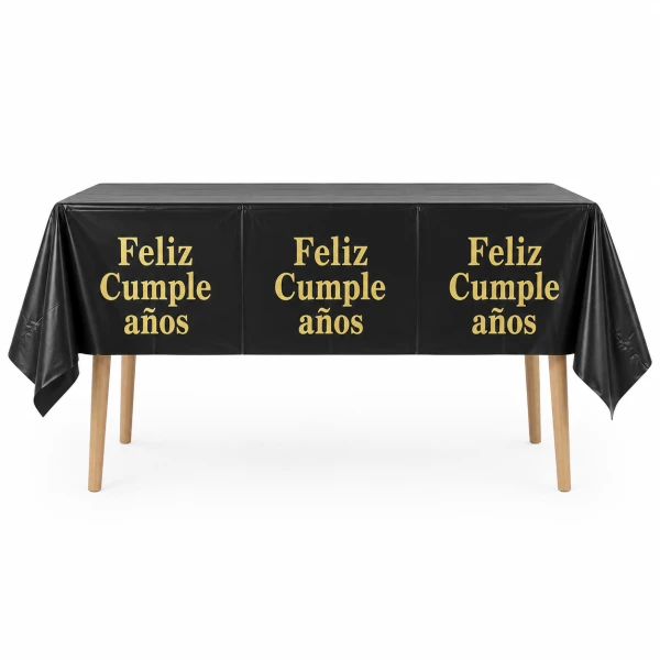 Mantel negro con letra de Feliz cumpleaños Doradas's foto | Dádiva |  BizneCubano