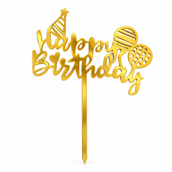 Topper Happy birthday Dorado M15's foto | Dádiva |  BizneCubano