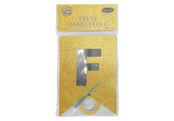 Banderines de Feliz Cumpleaños Dorado Escarchado's foto | Dádiva |  BizneCubano